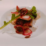 ラトラス - フォアグラのコンフィ　牛タングリエ　穴子のラッケ瞬間スモーク