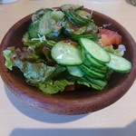 Cafeふれあい - サラダバー。野菜は良いんだが皿が熱い