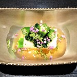 『長芋豆腐、モロヘイヤ、おくら、 花穂紫蘇』～♪(*￣∇￣)ﾉ