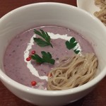 ビーダブリュー カフェ - 紫芋の豆乳スムージーつけ蕎麦（2017秋限定）
