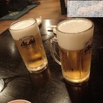 七厘 - ビールで乾杯