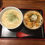 昆ぶ家 - 鶏天丼と鶏スープ塩うどんセット（691円）