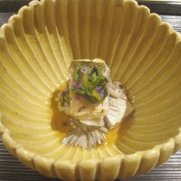 うち山 - カマス、菊菜、舞茸のポン酢がけ