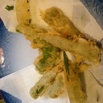 波浮港 - 万願寺とオクラの天ぷら