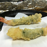 天ぷら はせ川 - 海老（大葉巻、のり巻）