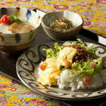 Taco rice and mini Okinawa Soba set meal