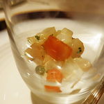 アピシウス - グリルしたイカとホタテのマリネ カラスミ少々