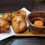 つかふき屋 - 地鶏むね山椒唐揚げ卵黄ソース