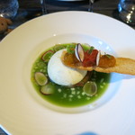 Restaurant Le Rèvolâ  - 前菜：ゴルゴンゾーラの冷たいスフレ　きゅうりのガスパチョ