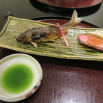 日本料理 太月 - 29年7月　郡上八幡鮎塩焼き　蓼酢、ザブトンたたき