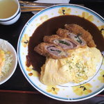 グリル＆コーヒーロビン - オムカレー&しそ巻きチーズカツ（サラダ・スープ・ドリンク付き）