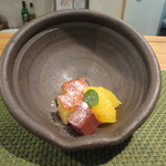 裕の輪 - おまかせフルコース・5000円(デザート) 器は傾斜のある使い方が出来る面白い作品