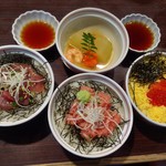 藍屋 - 小まぐろ丼、小ねぎとろ丼、小いくら丼