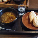 野山の食堂 - シチューセット（ビーフシチューと天然酵母パンとコーヒー）