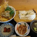 めん処 利休 - 季節の特上天丼セット(1150円)