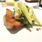 アニエルドール - 魚（甘鯛）胡瓜 オクラ イベリコ豚 鮎