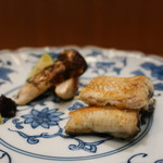 赤坂 詠月 - 天然鰻の白焼きと松茸焼きアップ