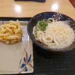 はなまるうどん - かけうどん小 130円
            ヘルシーかき揚げ 140円 (はしご定期券を利用したので0円)