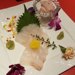 創作Dining Sushi　きくち - 北海道極上天然活松可皮カレイ刺身、エンガワ
