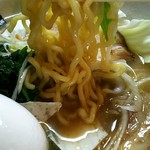 麺屋 晴 - 中太縮れ麺