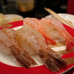 金沢まいもん寿司 - さすがに大き目な”生甘エビ”と甘エビよりは甘くなかった”がすえび”