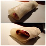 星期菜 白金 - ◆北京ダック・・前回頂いて美味しかったので、リクエストしました。 紅芯大根と胡瓜、味噌ともに巻かれ、ダックの皮がパリッと焼かれ美味しいこと。 クレープのモチモチ感があり美味しい品。