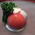 光安 - 春野菜の白ゴマ豆乳ソース添え