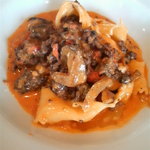 ひき肉ときのこのトマトクリームパッパルデッレ（？）