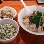 麺屋 六感堂 - 牡蠣水つけＳＯＢＡ（敬老の日 限定）＋牡蠣とオリーブ（チャコ飯）