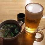 俺の魚を食ってみろ!! - 生ビールとお通しの蜆汁