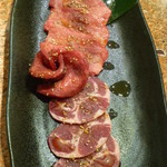 炭火焼肉 矢つぐ - タン盛り（極タン、タンしお、タンすじ）