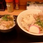 江戸さぬきどん - Bセットのミニ鶏天丼セットに肉トッピング