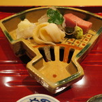 銀座 しのはら - 石垣貝 鱧とその肝の塩辛 星鰈 中トロのお造り2