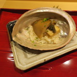 銀座 しのはら - スッポンのスープの飯蒸し 鮑乗せ1