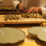 銀座 しのはら - 天然鮎の塩焼き 琵琶湖と奥長良の食べ比べ1