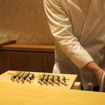 銀座 しのはら - 天然鮎の塩焼き 琵琶湖と奥長良の食べ比べ2