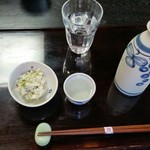 純手打ち十割そば 蕎澤 - おからサラダと「七田」。