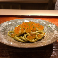 富小路 やま岸 - （2017年9月）太そうめんの鮑肝和え(^_^)