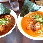 麺倉庫 じだい屋 - 左：じだい屋らーめん(黒)／ 右：肉味噌らーめん【Sep.2017】