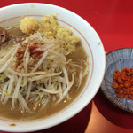 千里眼 - ラーメン 麺160g ヤサイ少なめ・ニンニク・ショウガマシマシ・カラアゲ別皿で 730円