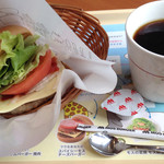 モスバーガー - モーニング野菜チーズバーガーのドリンクセット（税込510円）