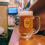 串揚げ　ヨロシク！ユウチャン - 生ビールと店主さん