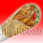 Mega Kebab - ロールケバブ（チキン）あつあつケバブを薄いパン生地で巻いています