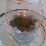 ラトラス - ホワイトアスパラガスとイベリコの生ハム　帆立貝とトリュフマリネ　苦味のジュレ