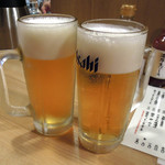 丸富食堂 - 生ビール500円(税別)