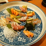 Kuitei - サーモン刺身、カンパチ刺身、島アジ刺身