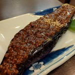 旬魚菜 しら川 - 長茄子の鳥挽肉味噌田楽　茄子がトロトロ