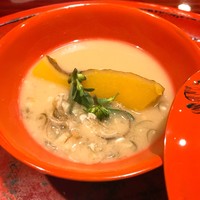 草喰 なかひがし - ③鹿々谷かぼちゃ・ミョウガ・すべりひゆ・ミョウガ・ネギの白味噌汁