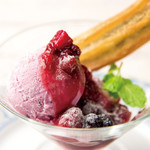 Chocolate churros and berry ice cream