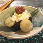 カフェ茶屋 珈夢 - 冷たい生クリームぜんざいの緑餡【料理】 